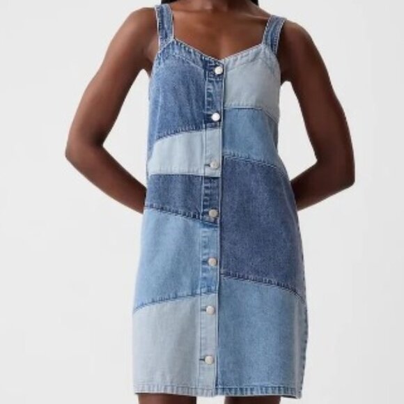 GAP Dresses & Skirts - Gap Dress - Women's XS Extra Small Denim Blue Jean - Patchwork Sundress Mini